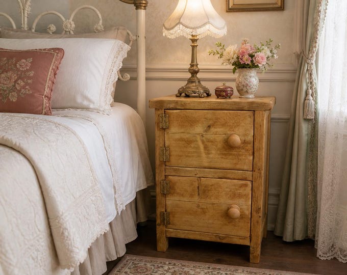 Reclaimed Wood Bedside Table Cupboard – Rustic Bedroom Furniture