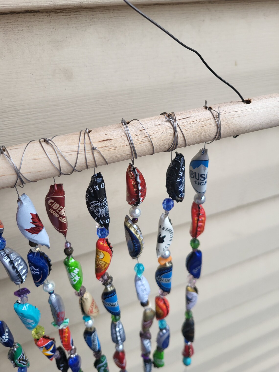 Bottle Cap Wind Chime, Hanging Yard Art, Bottle Cap Art, Unique Yard