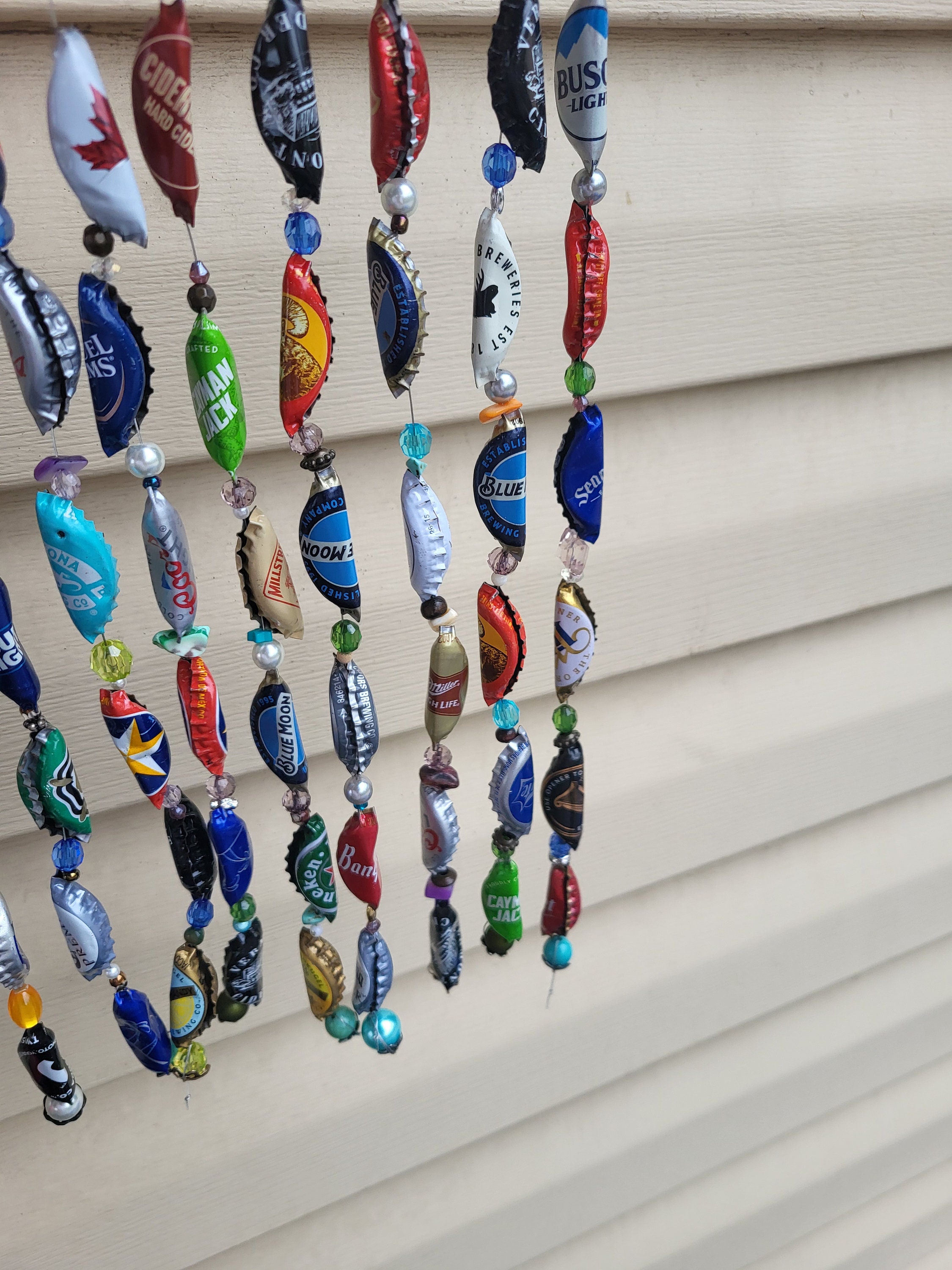 Bottle Cap Wind Chime, Hanging Yard Art, Bottle Cap Art, Unique Yard