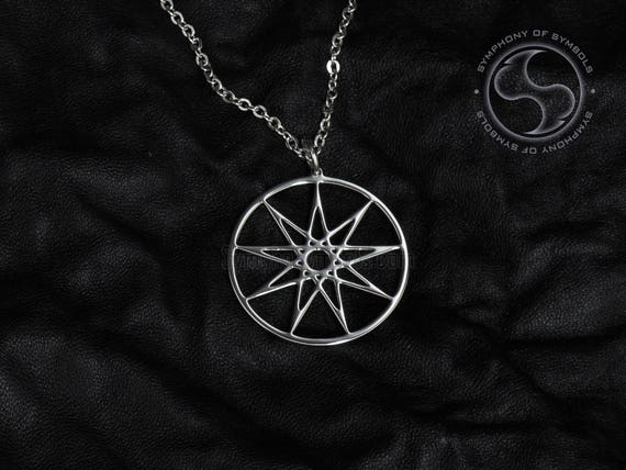 Pendentif Ennéagramme Neuf Branches Symbole étoile En Acier Inoxydable Bijoux Collier Nonagram Porte Clés Logo Emblème Amulette Talisman 9 Face Signe