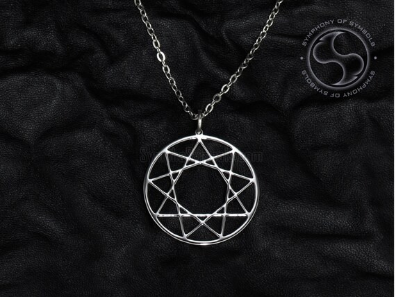 Enneagramm Symbol Anhanger Edelstahl Schmuck Neun Spitzen Etsy