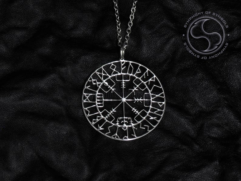 Acero inoxidable Vikingo Anillo vegvisir en Rune circular