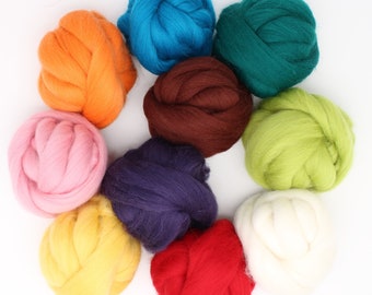 Felting wool - 10 colors each 50g. Fairy Tale Wool 500 grams of colorful felt wool in a combed finish