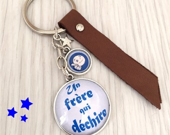 message theme Keyring a brother who rocks blue leather REF.69