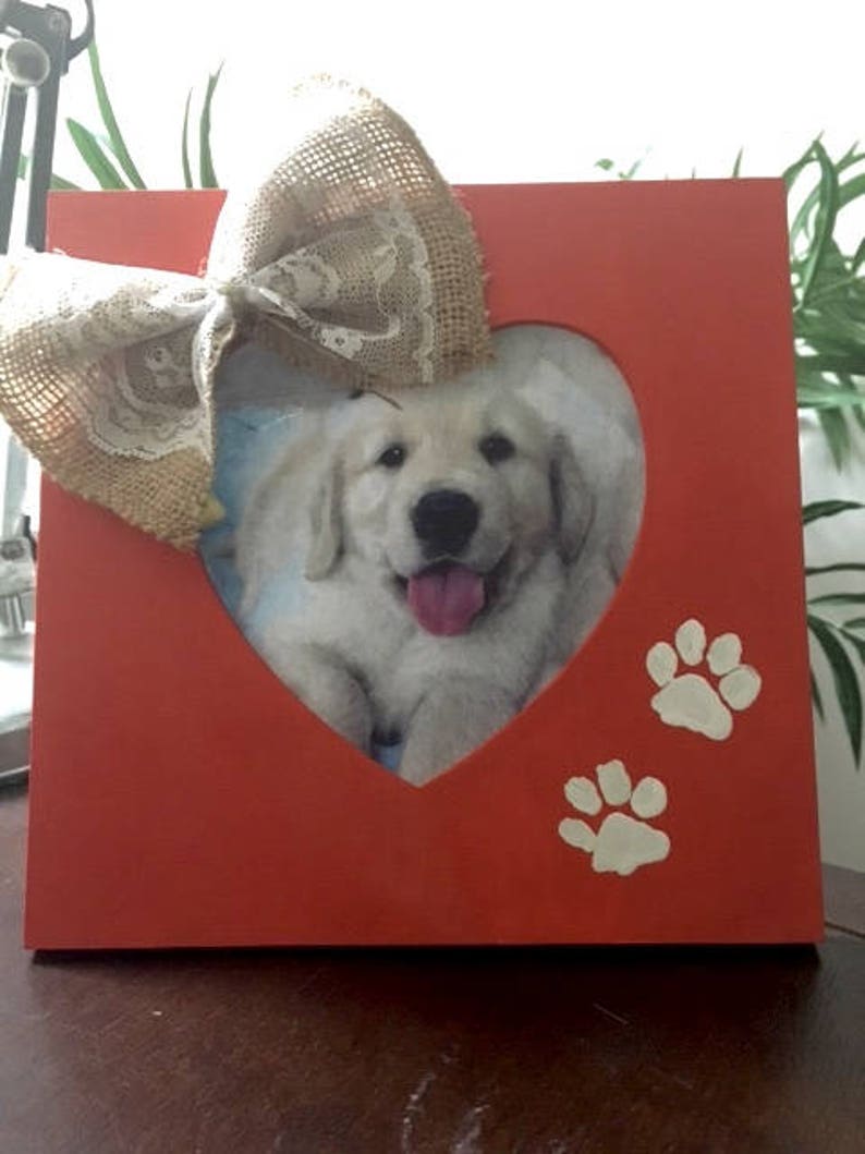 Dog Print Heart Shaped Window Frame Image 0