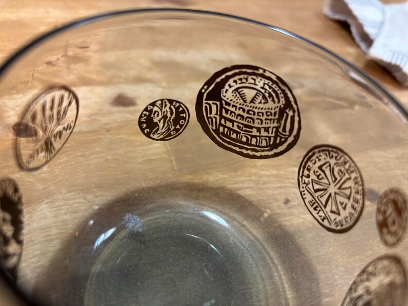 VINTAGE RETRO GLASSWARE 80s Libbey Short Gold Impromptu; Smoky Grey ...