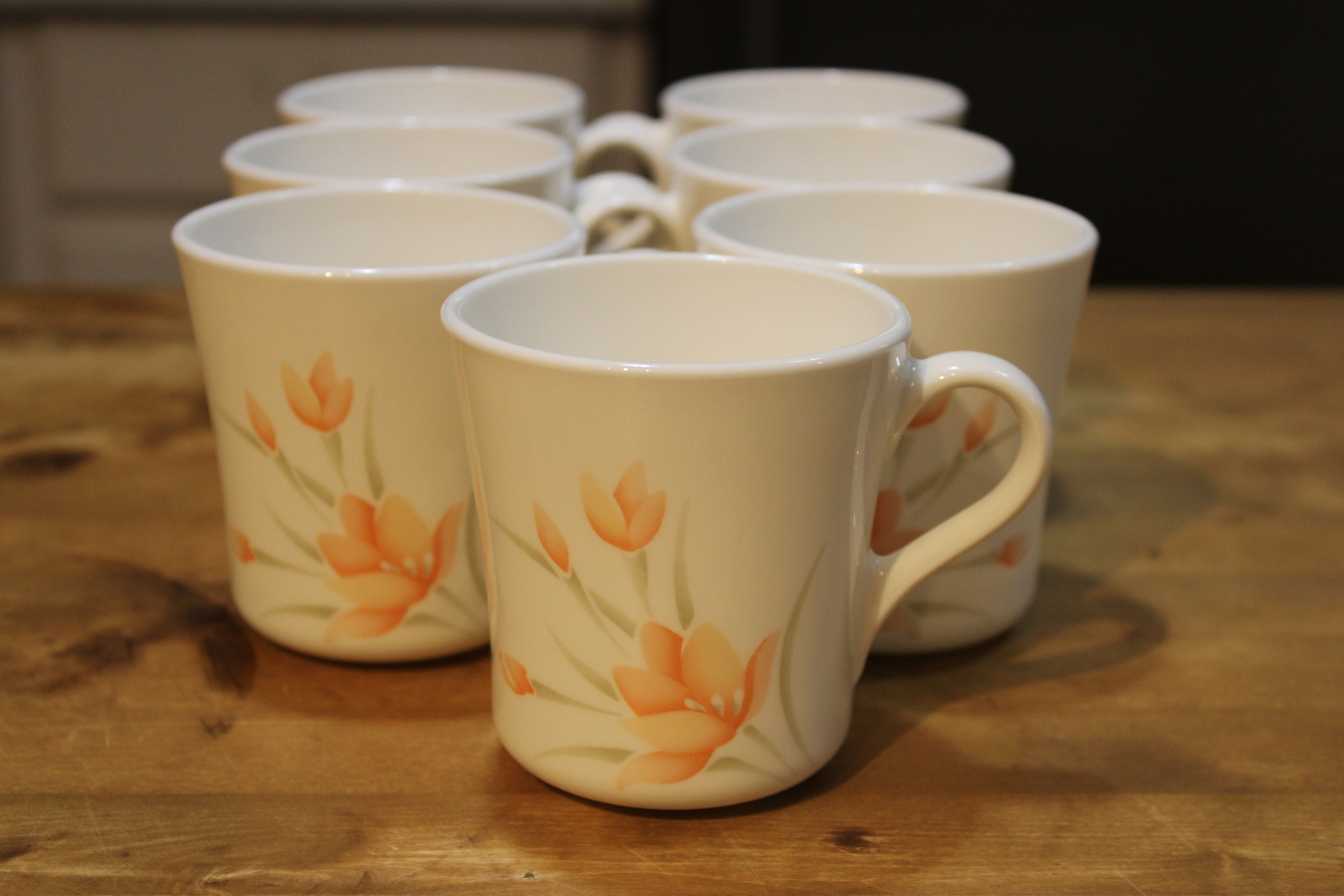 VINTAGE CORNINGWARE - Pastel Peach Floral Set - Mugs, Casserole Dishes ...