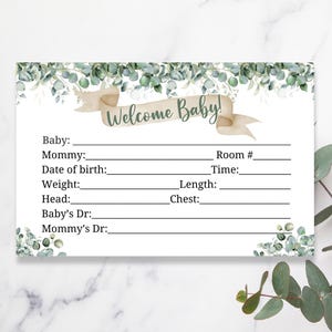 Tarjeta de cuna de hospital, estadísticas de nacimiento de bebés, tarjeta con el nombre del bebé, tarjeta con el nombre de la UCIN, tarjeta con el nombre imprimible, letrero con el nombre del hospital, tarjeta de cuna de salud