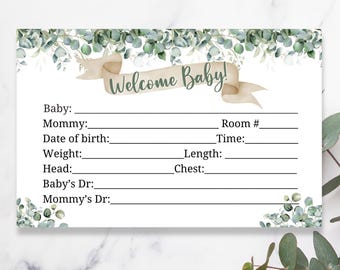Baby Birth Stats Card: Hospital Crib Sign (Digital Download)