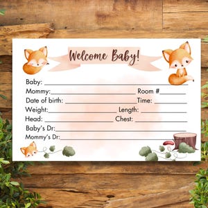 Tarjeta de cuna de hospital, estadísticas de nacimiento de bebés, tarjeta con el nombre del bebé, tarjeta con el nombre de la UCIN, tarjeta con el nombre imprimible, letrero con el nombre del hospital, tarjeta de cuna de salud