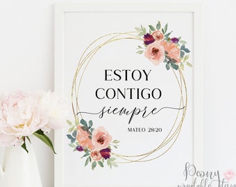 Spanische Bibel Vers Druck: Florale Wohnkultur (Digitale Datei)