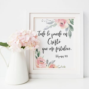 Spanish Bible Verse Quote Print, Christ Print Art, Printable Spanish Wall Art Home Decor, Instant Download Print