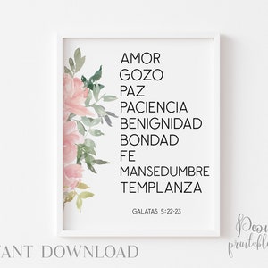 Spanish Bible Verse Quote Print,  Christian Print Art, Printable Spanish Wall Art Home Decor, Instant Download Print