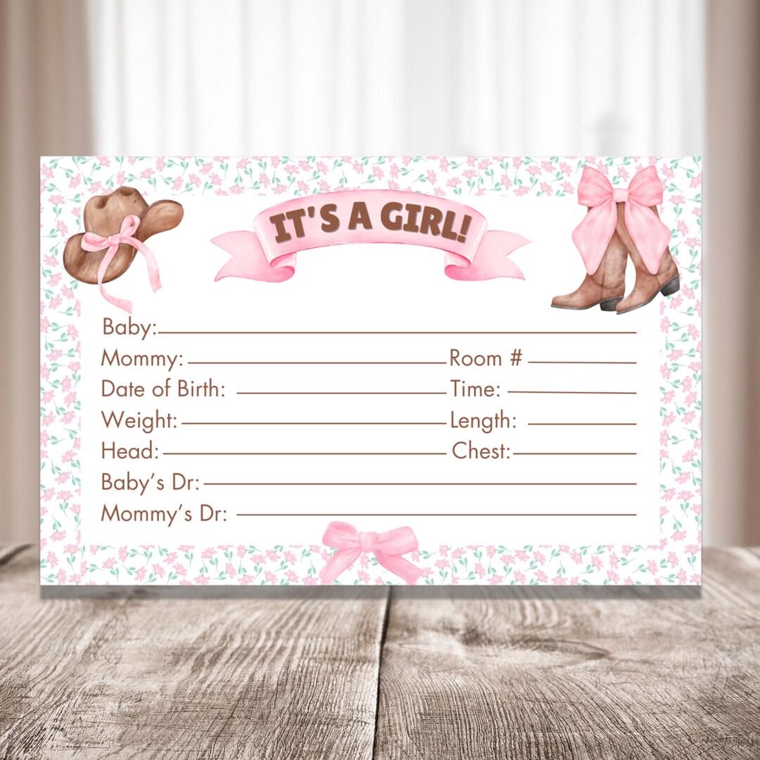 Crib Note Hospital Baby Girl Hospital Crib Card: Printable NICU Name Sign (digital ...