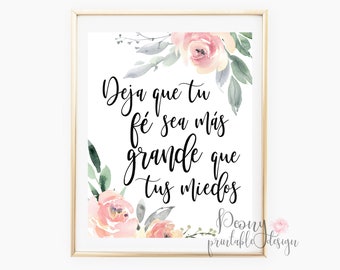 Spanish Faith Quote Printable Art: Inspirational Home Decor (Digital Download)