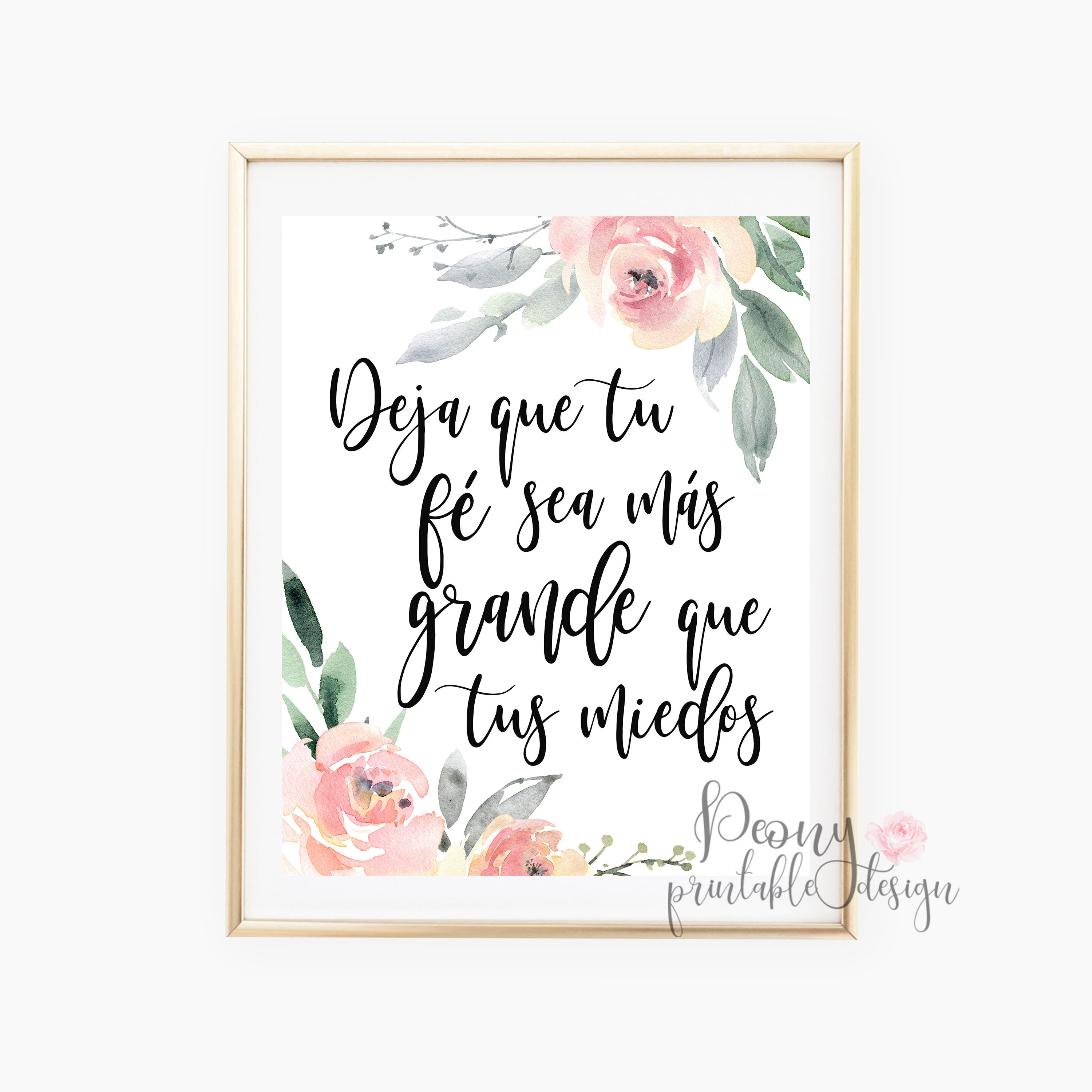 Faith Spanish Printable Quote Art, Spanish Wall Art Home Decor, Spanish