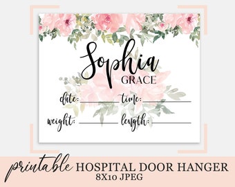 Baby Hospital Door Hanger, Baby Girl Name Sign Door, Baby Announcement Printable, Hospital Name Sign, Birth Stats Sign, Hospital Baby Sign
