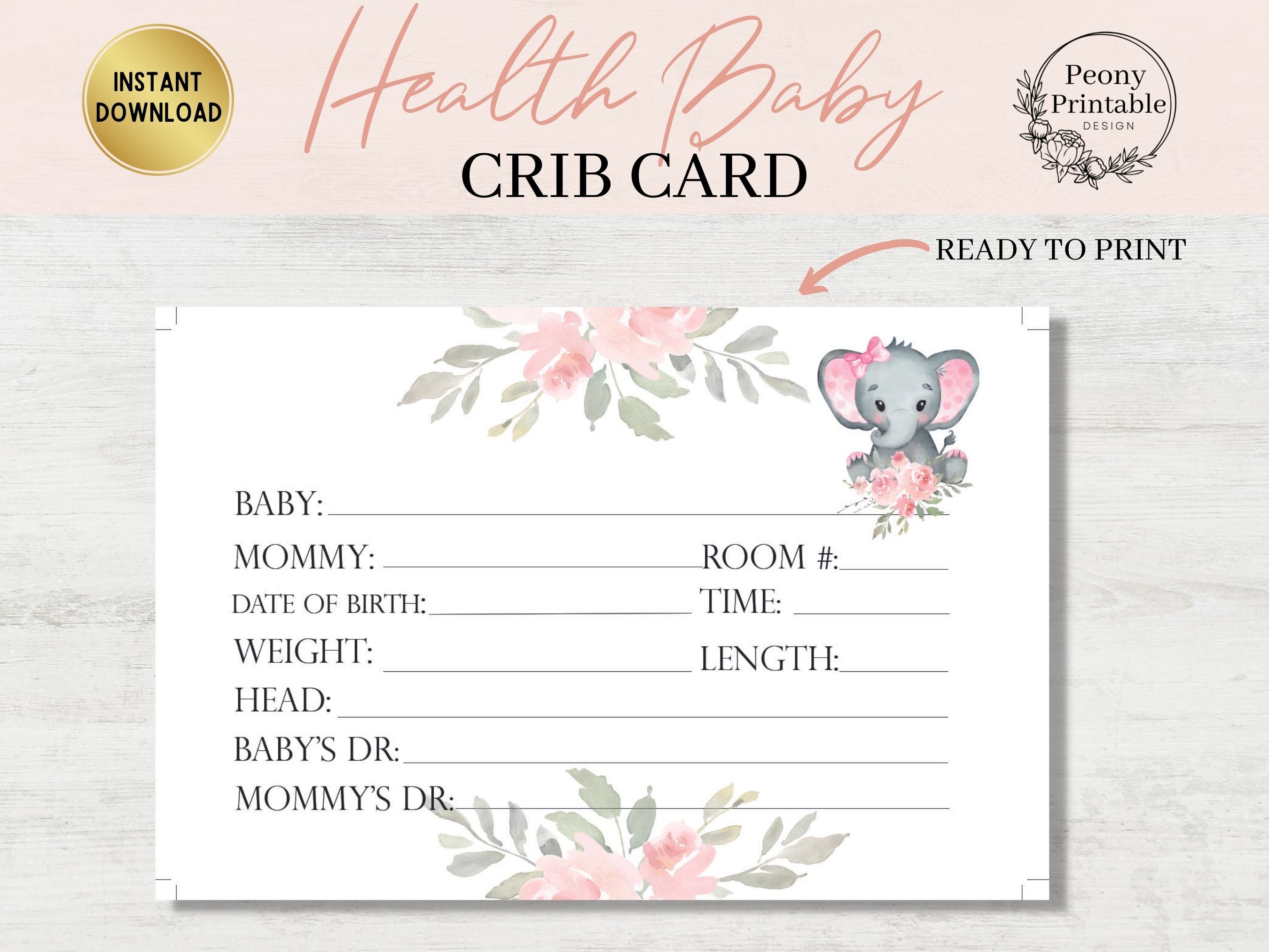 Hospital Crib Card Baby Girl Name Card NICU Name Card Etsy