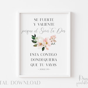 Spanische Bibel Vers Druck, Spanische Bibel Vers Zitat Druck Kunst, Spanische Wand Kunst Wohnkultur, Joshua 1:9, Frases Cristianas Bild 2