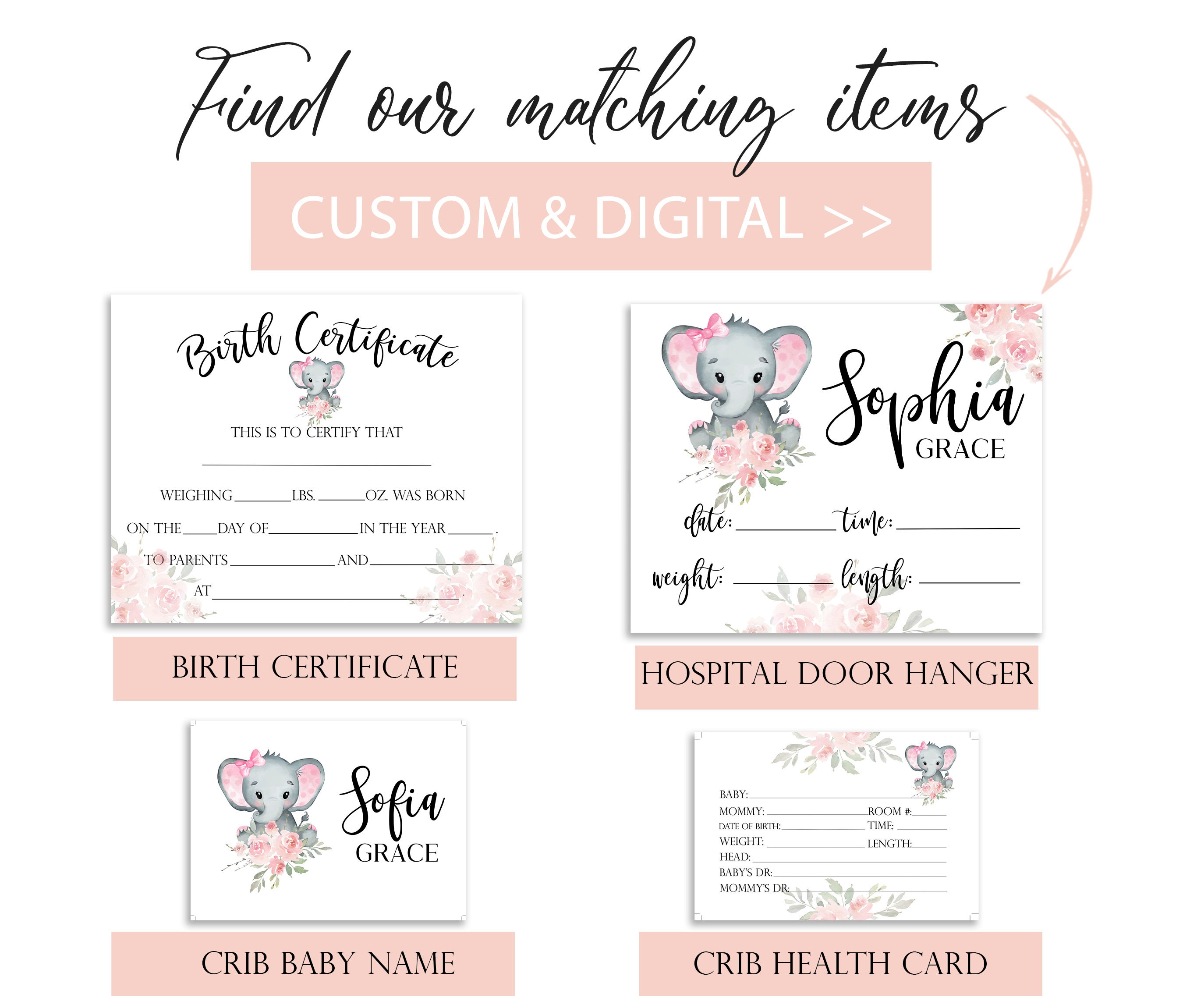 Hospital Crib Card, Baby Girl Name Card, NICU Name Card, Printable Name