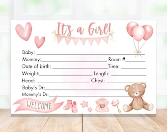 Hospital Crib Card, Baby Girl Name Card, NICU Name Card, Printable Name Card, Hospital Name Sign, Health Crib Card