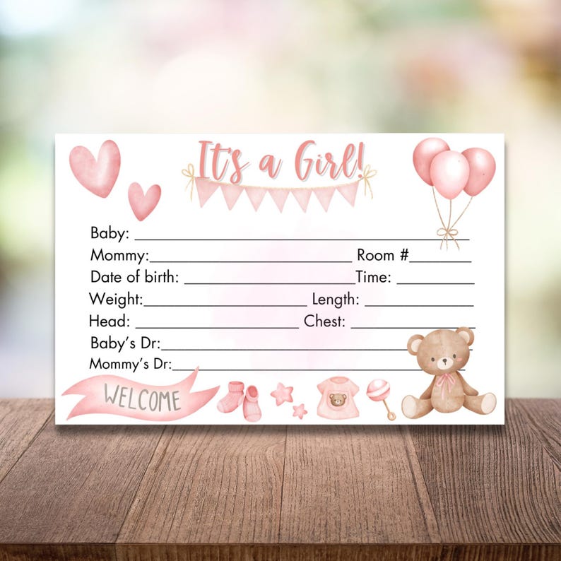 Baby Girl Hospital Crib Card: Printable NICU Name Sign (digital ...