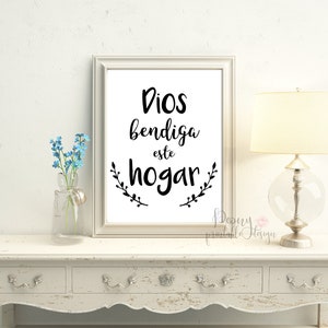 God Bless this Home Spanish Print, Spanish Wall Art Home Decor, Spanish Quote Print Art, Spanish Welcome Sign