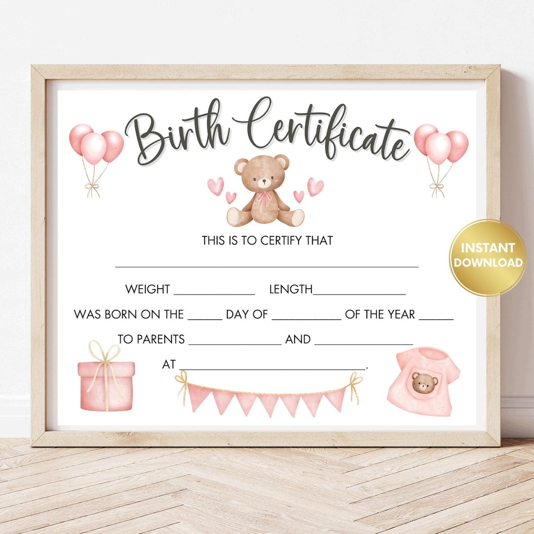Image 2 for Girl Birth Certificate Template
