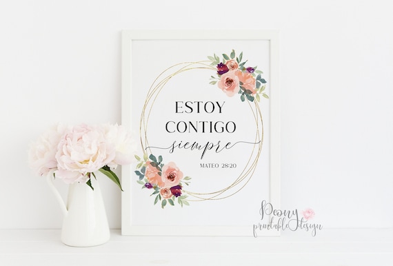 Spanish Bible Verse Print: Floral Home Decor (Digital File)