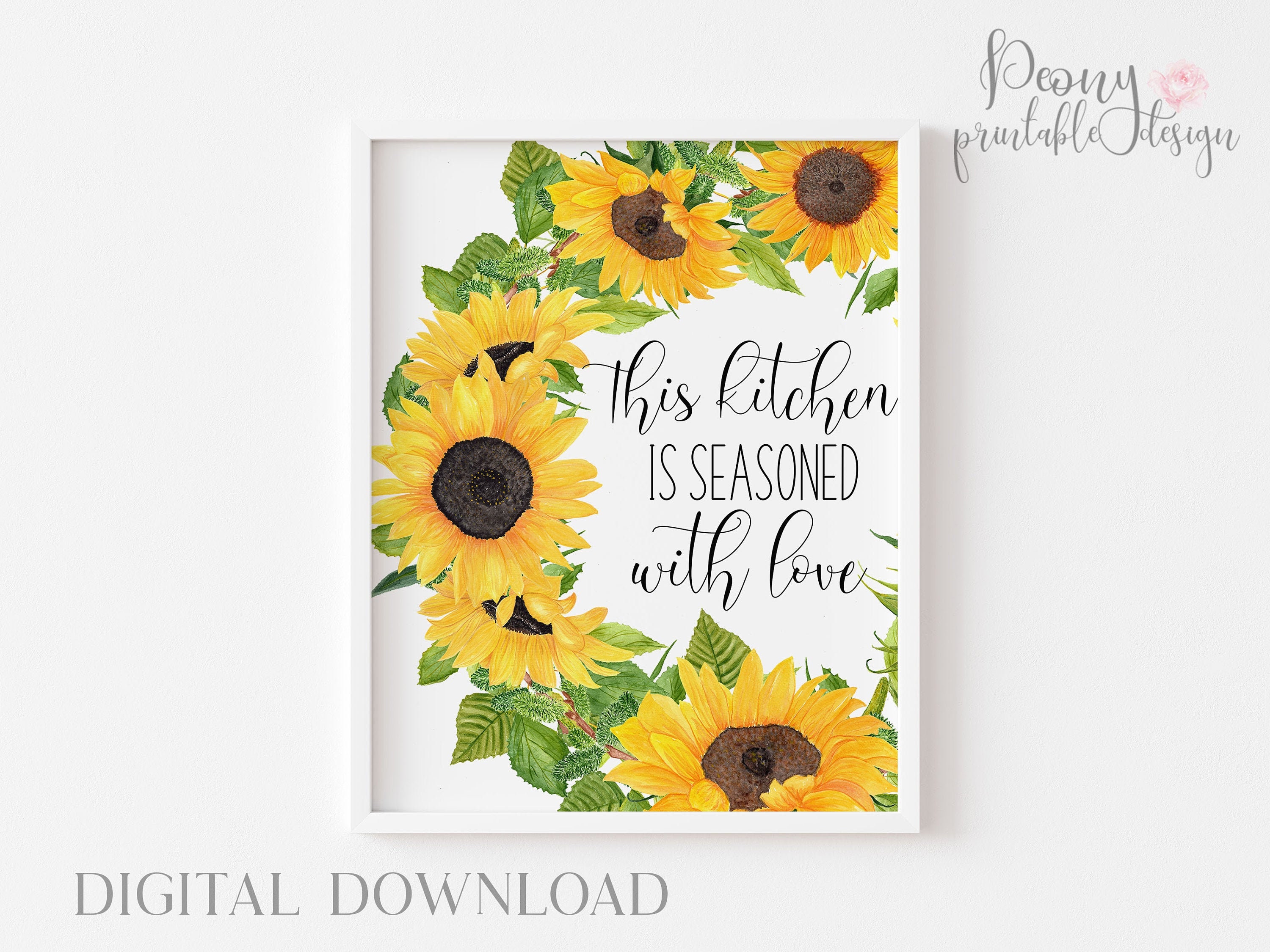 Sunflower Kitchen Printable Quote Art Wall Art Home Decor Etsy