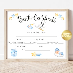 Geburtsurkunde, Baby Junge Urkunde, Neugeborene Urkunde, Individuell Urkunde