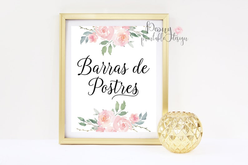 Spanish Wedding Table Sign Bilingual Wedding Spanish Dessert Etsy