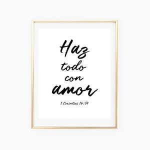 Spanish Bible Verse, Spanish Prints, Bible Printables, Spanish Printables Quotes, Digital Wall Art, Home Decor
