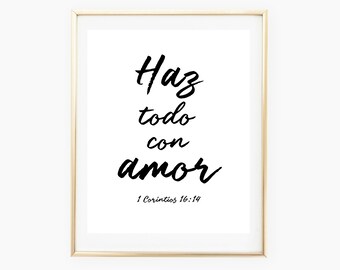 Spanish Bible Verse, Spanish Prints, Bible Printables, Spanish Printables Quotes, Digital Wall Art, Home Decor