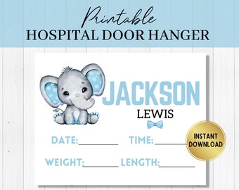 Baby Hospital Door Hanger, Baby Boy Name Sign Door, Baby Announcement Printable, Hospital Name Sign, Birth Stats Sign, Nursery Name Print