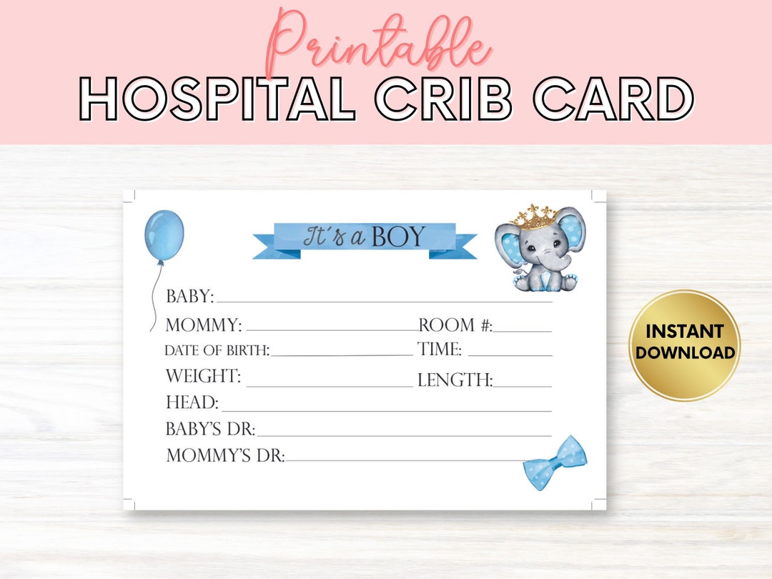 Hospital Crib Card Baby Birth Stats Baby Boy Name Card NICU Etsy