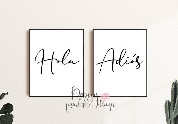 Hello Hola Spanish Watercolor Print Art Hola Spanish Printable Quote Wall Art Home Decor Spanish Sign Watercolor Print