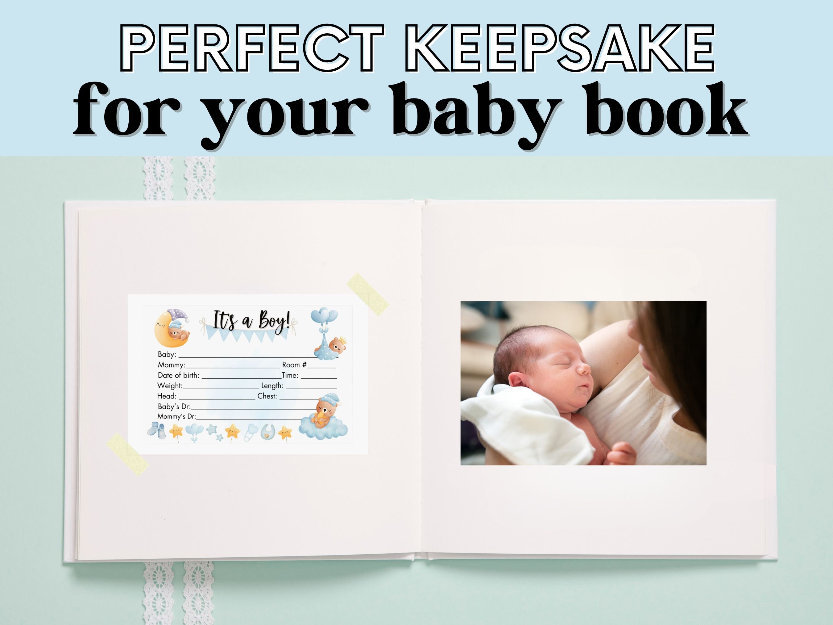 Hospital Crib Card, Baby Birth Stats, Baby Boy Name Card, NICU Name
