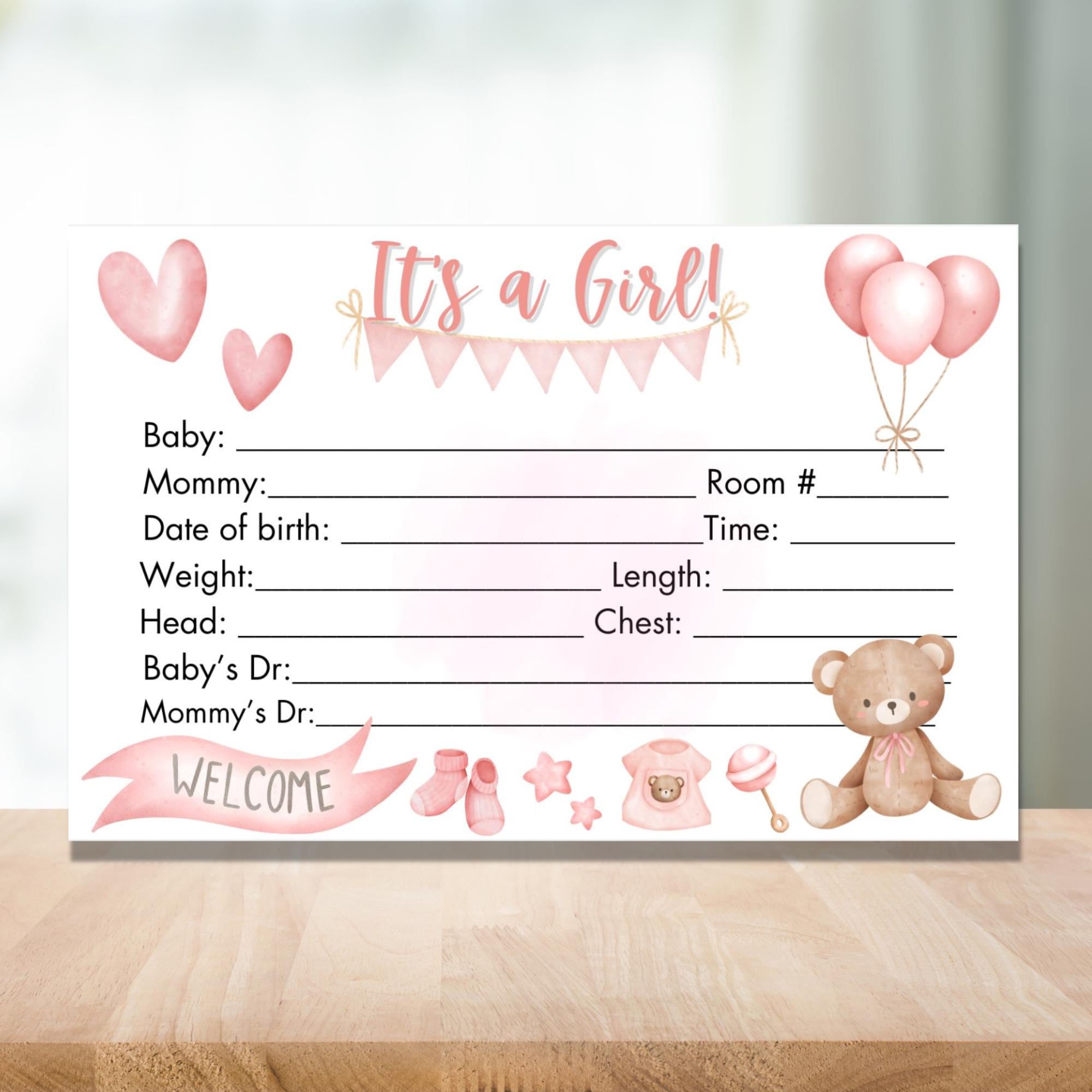 Baby Girl Hospital Crib Card: Printable NICU Name Sign (digital ...