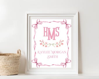 Baby Girl Name Announcement: Hospital Crib Card (Printable)