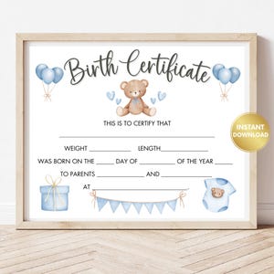 Geburtsurkunde, Baby Junge Urkunde, Neugeborene Urkunde, Individuell Urkunde