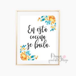 Spanish Kitchen Printable Quote Art, Spanish Wall Art Home Decor, Spanish Printable Sign