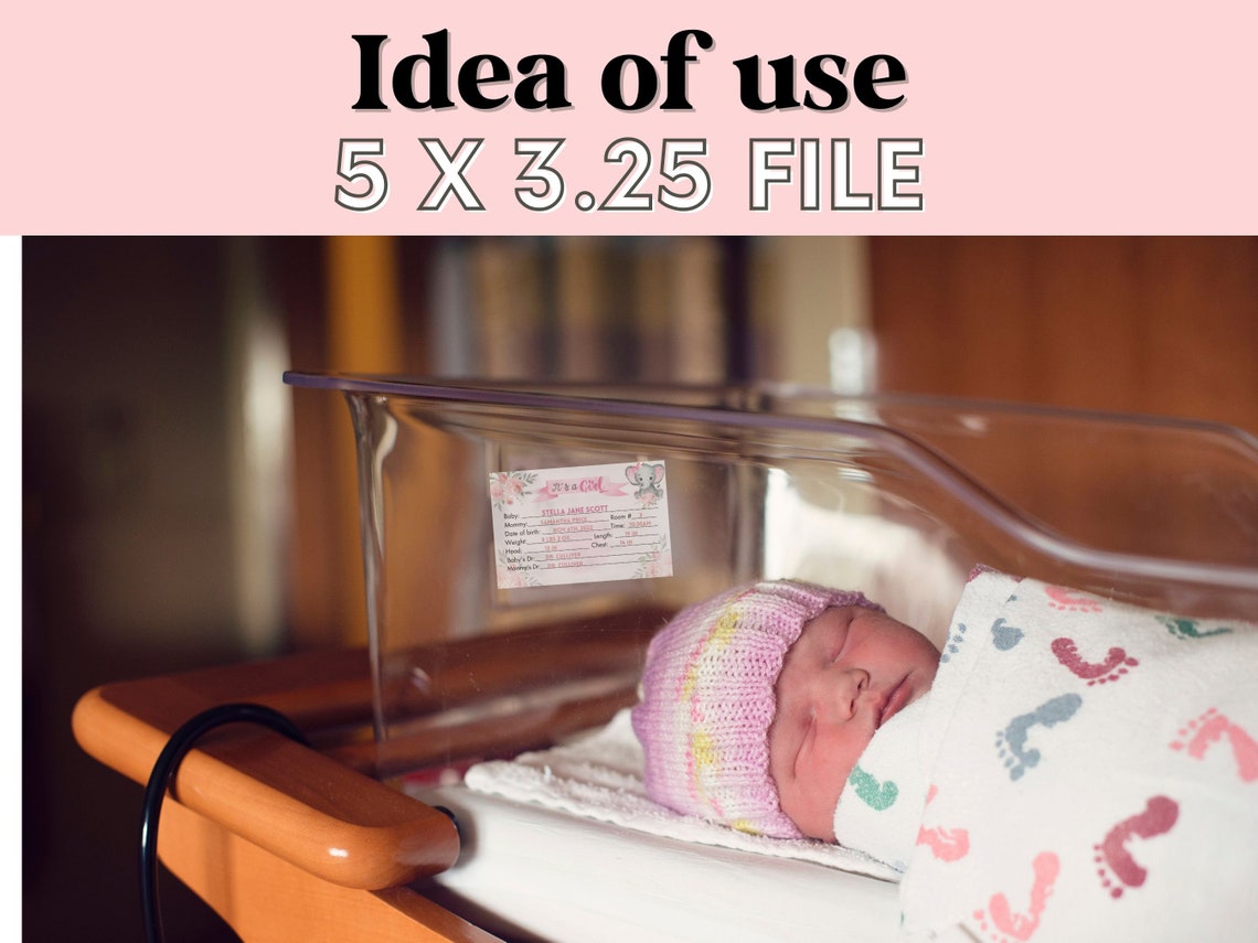 Hospital Crib Card, Baby Girl Name Card, NICU Name Card, Printable Name Card, Hospital Name Sign