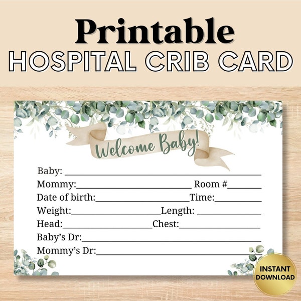 Hospital Crib Card, Baby Birth Stats, Baby Boy Name Card, NICU Name Card, Printable Name Card, Hospital Name Sign, Health Crib Card