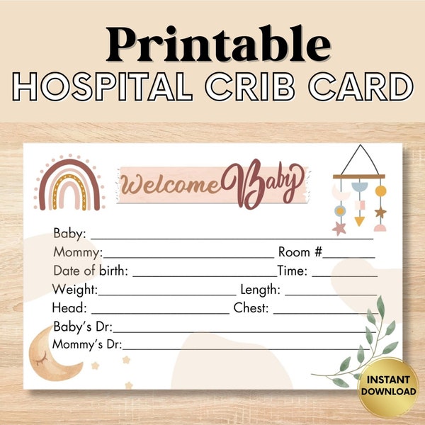 Hospital Crib Card, Baby Birth Stats, Baby Boy Name Card, NICU Name Card, Printable Name Card, Hospital Name Sign, Health Crib Card