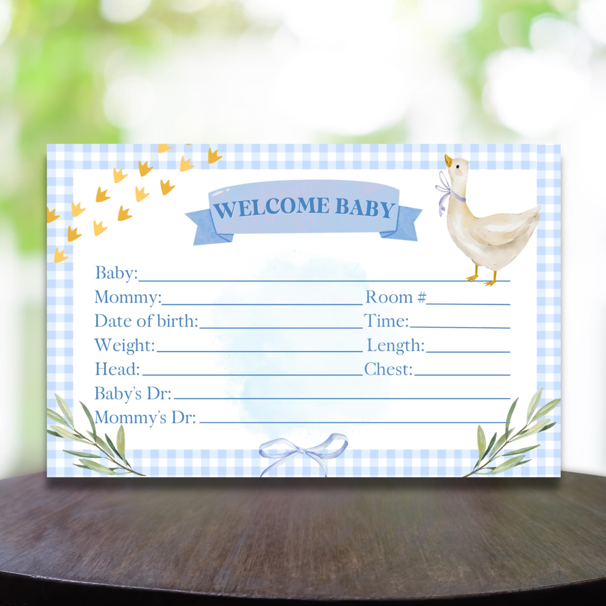 Baby Birth Stats Card: Hospital Crib Sign (printable) - Etsy