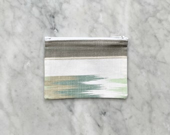 Green Pastel Taupe Zipper Pouch Southwest Print Coin Purse Light Green White Pouch Jewelry Case Card Pouch Green Blue White Purse Wallet