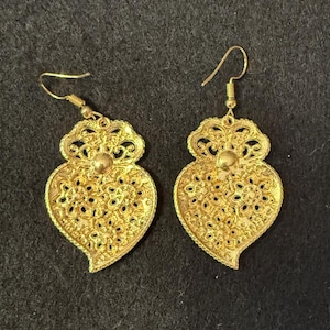 NEW Heart of Viana Filigree Bohemian Gold Plated * Earrings 1.5x1