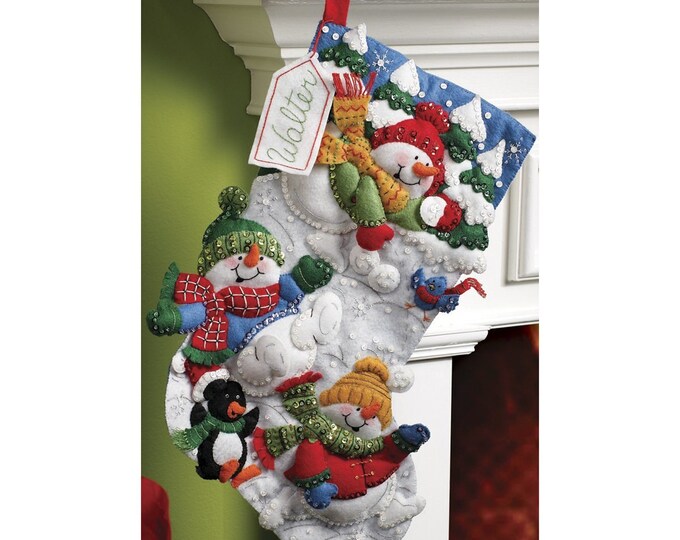 Kit Fermaporta Fai Da Te Bucilla - Feltro Con Scritta 'Let It Snow', Pupazzo Di Neve