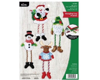 Bucilla Kit - 'Dangling Legs Friends Ornaments'  Felt Applique Embroidery Kit- 89498E